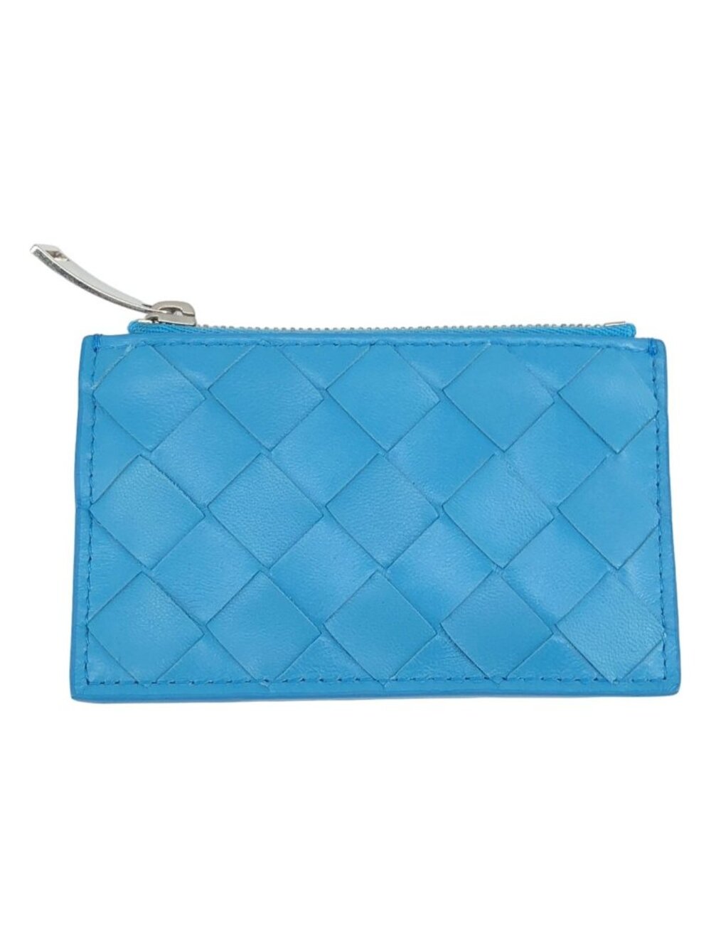 Bottega Veneta Leather Intrecciato Card Case Light Blue